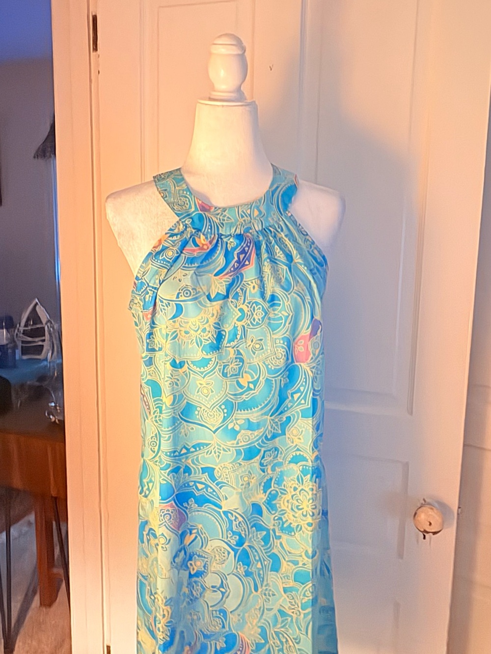 Girls' Blue Floral Halter Dress